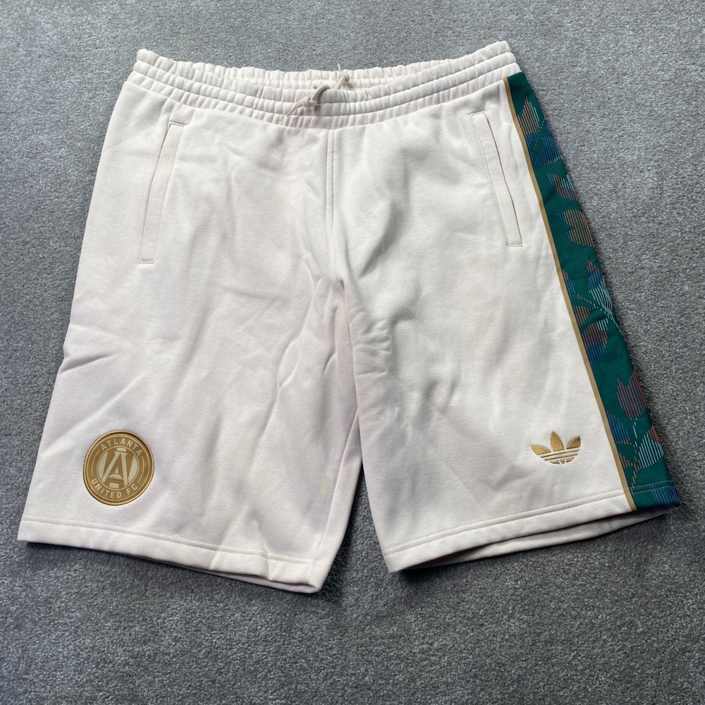 Adidas Atlanta United FC Originals Shorts Mens XL Linen Tan JY7898 Side Stripe